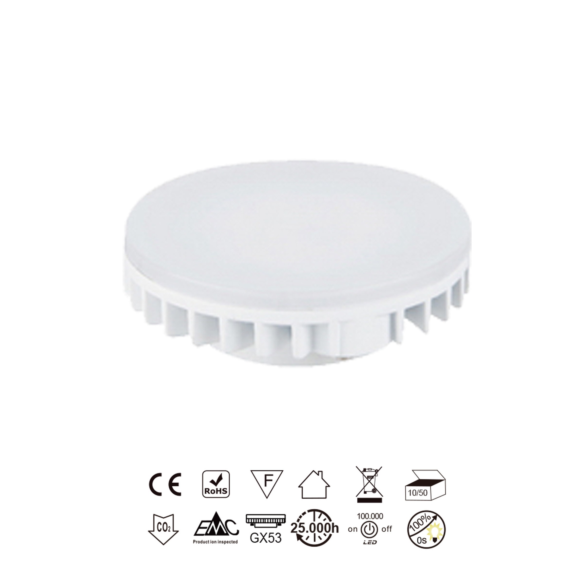 Lampadina LED GX53 9W 3000K  120º  730lm