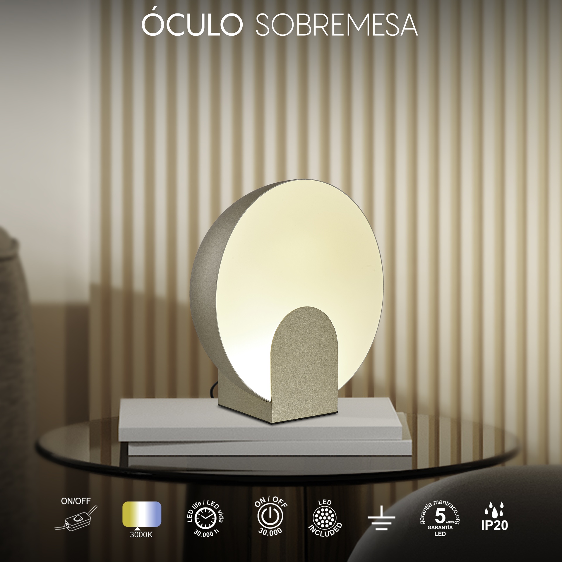OCULO * SOBREMESA LED PEQUEÑO - ORO