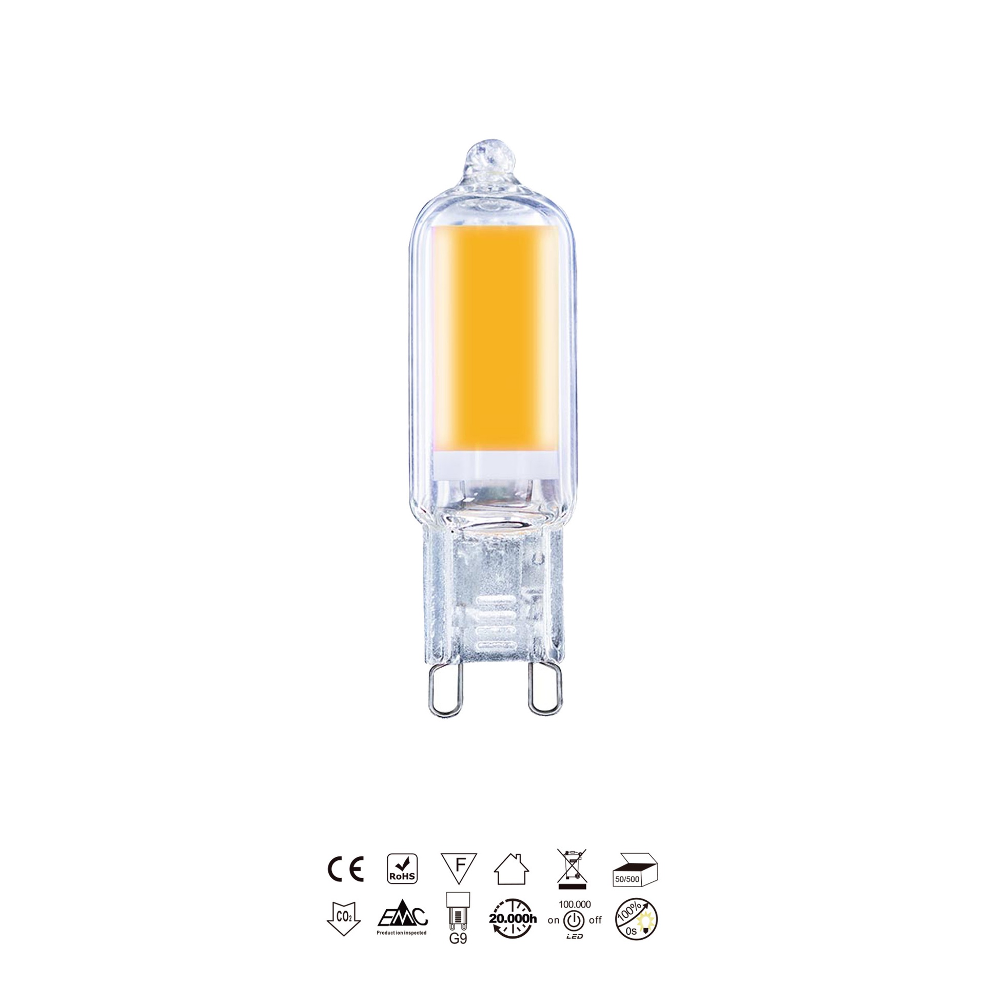 BULB LED GLASS - G9 - 2,5W - 3000K - 240Lm