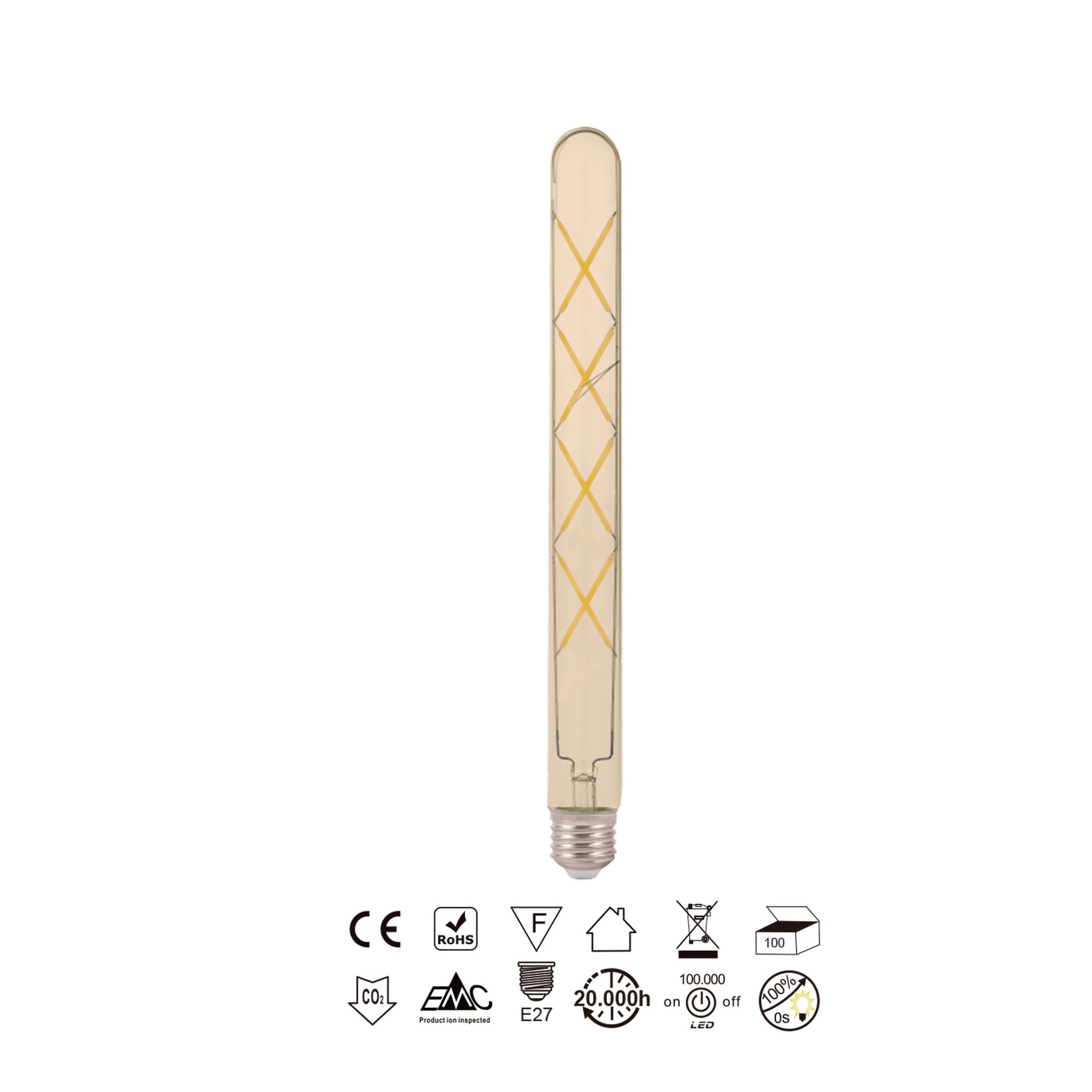 BULB LED VINTAGE AMBAR  T30 – 30CM - E27 – 7W - 2400K
