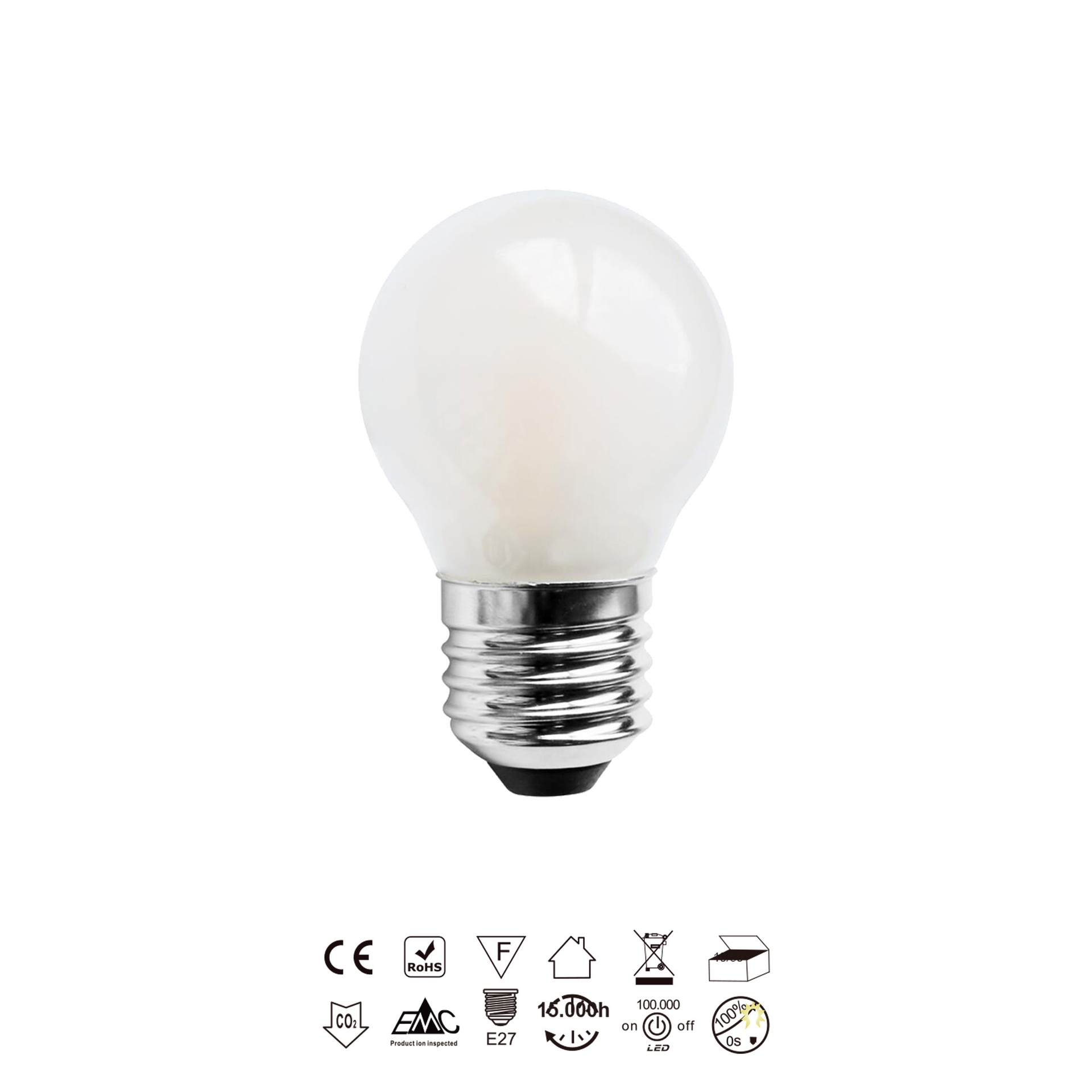 Lampadina LED * E27 OPALE SFERICA – 6.5W - 4000K - 800 Lm - 360º