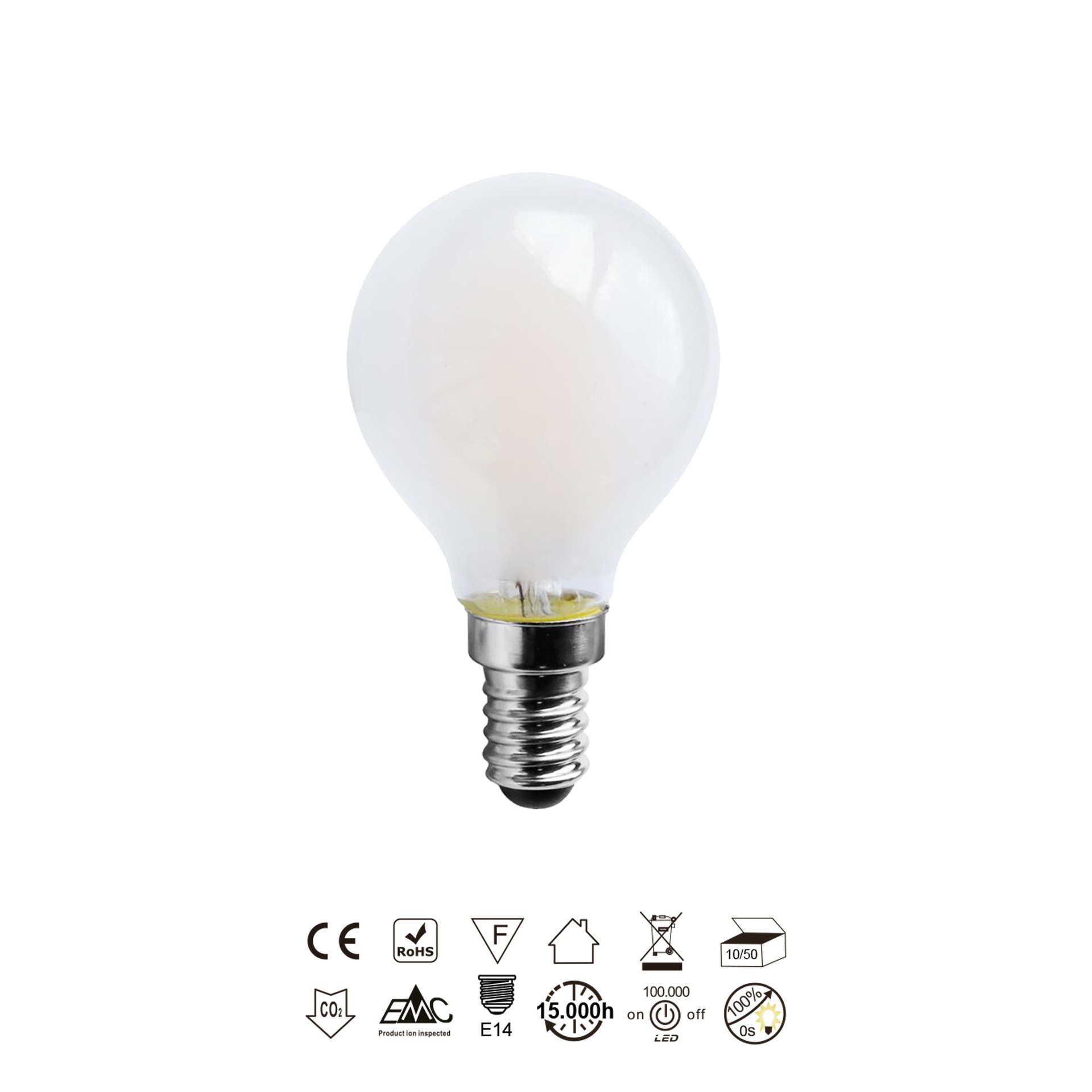 BULB LED * E14 SPHERES OPAL  – 6.5W - 3000K - 790Lm - 360º
