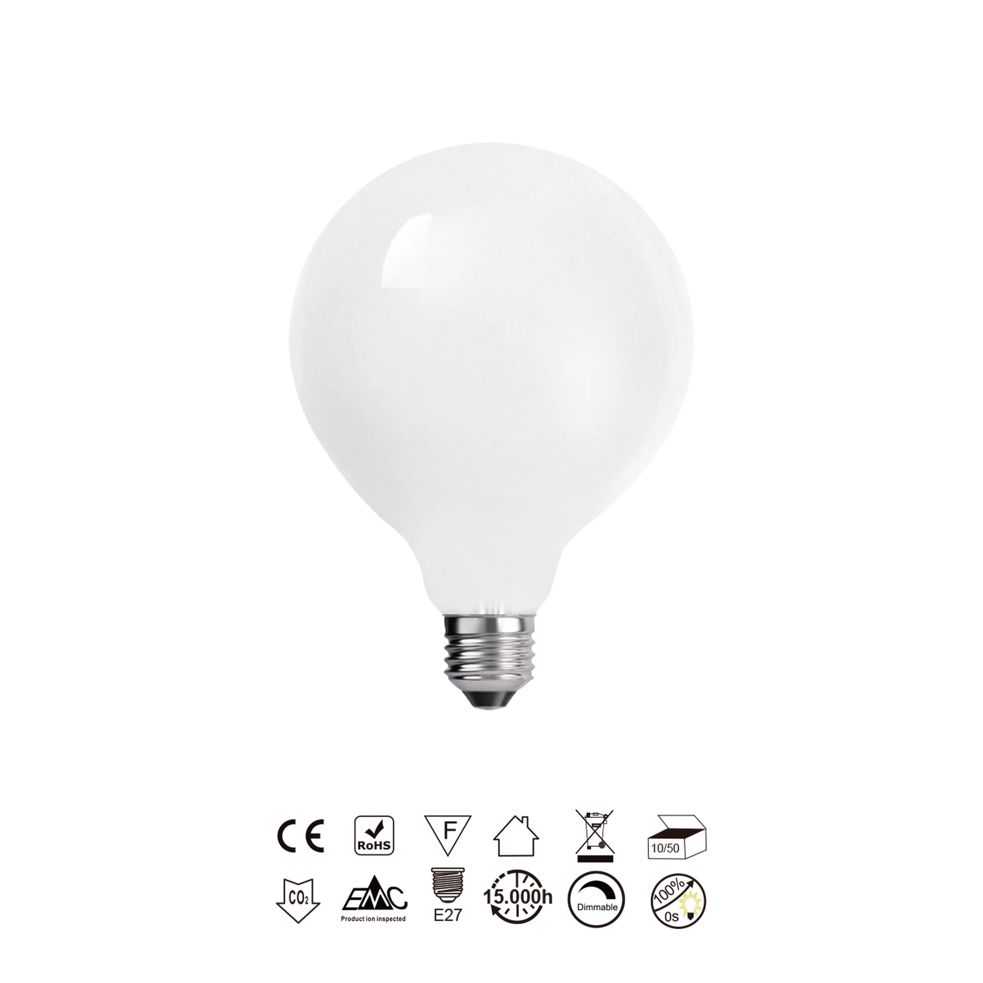 BULB LED OPAL G95 - E27 – 8W - 3000K  DIMMABLE