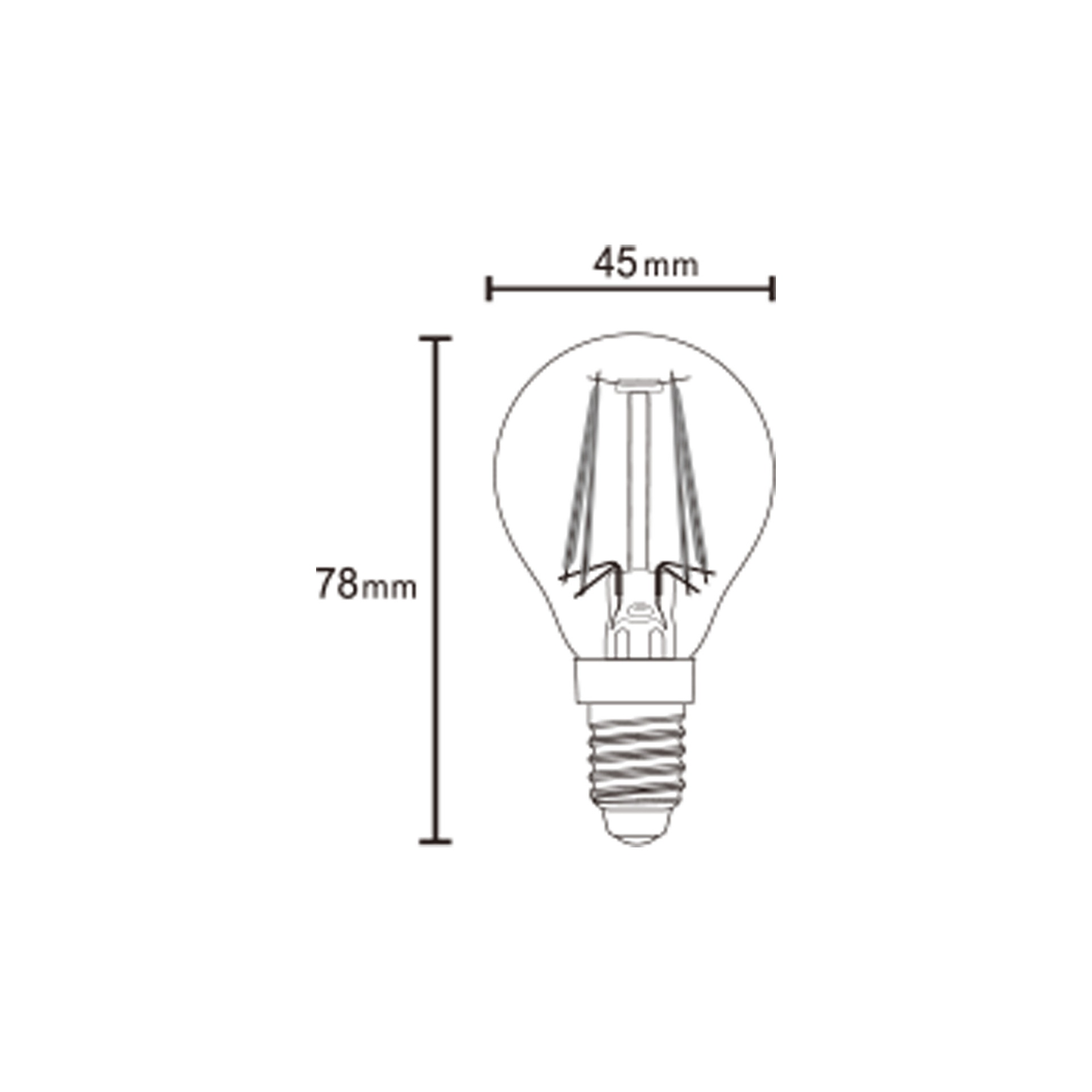 AMPOULE LED - E14 MINI FILAMENT SPHÉRIQUE - 4W - 2700K - 400Lm-360º