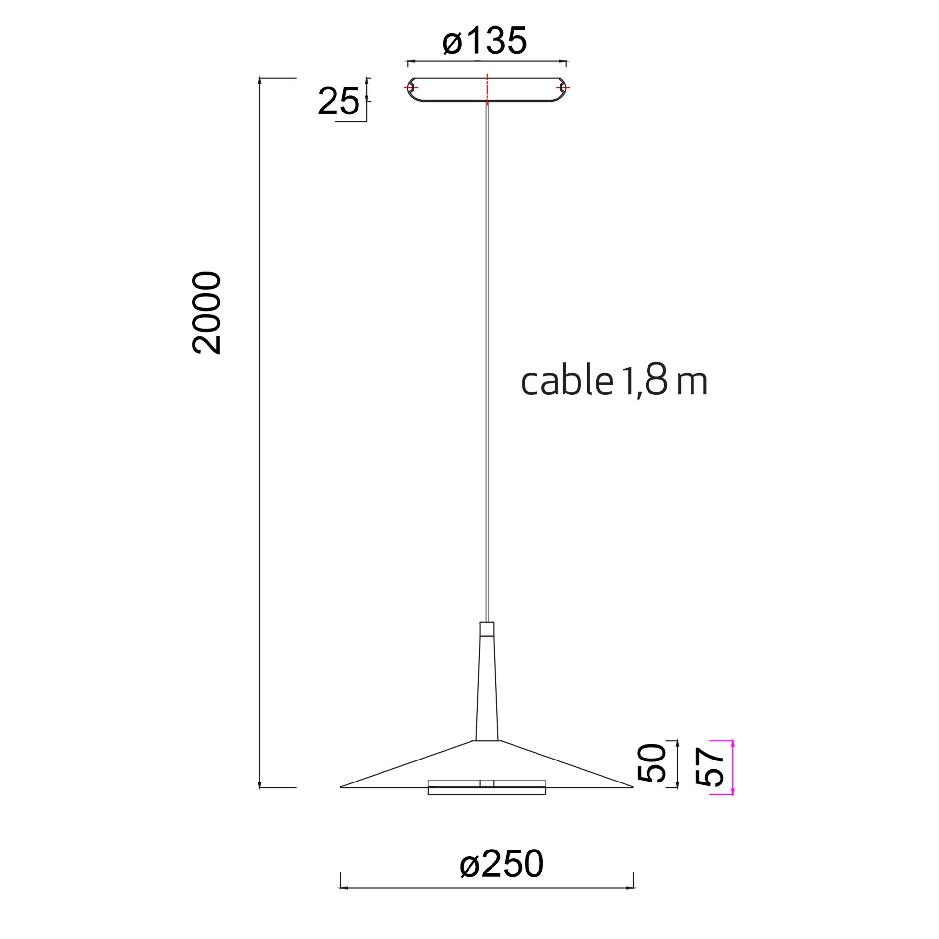 ORION * COLGANTE LED NEGRO/CUERO  1L*8W 3000K