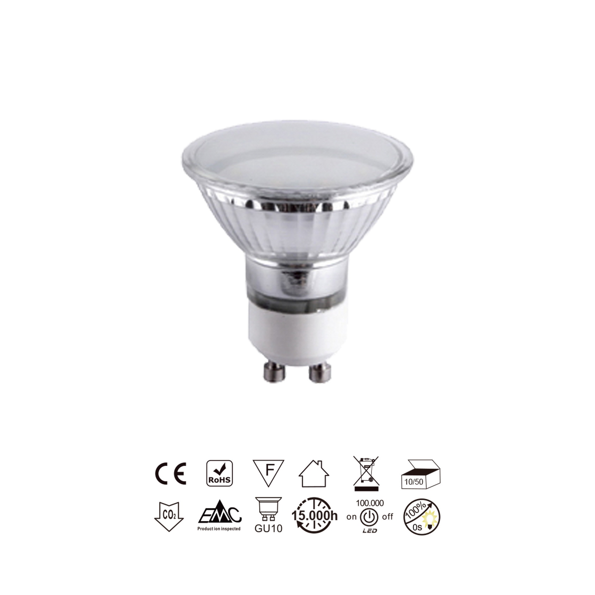 Bulb Led - Gu10 Reflector - 4W -5000K - 300Lm - 110º
