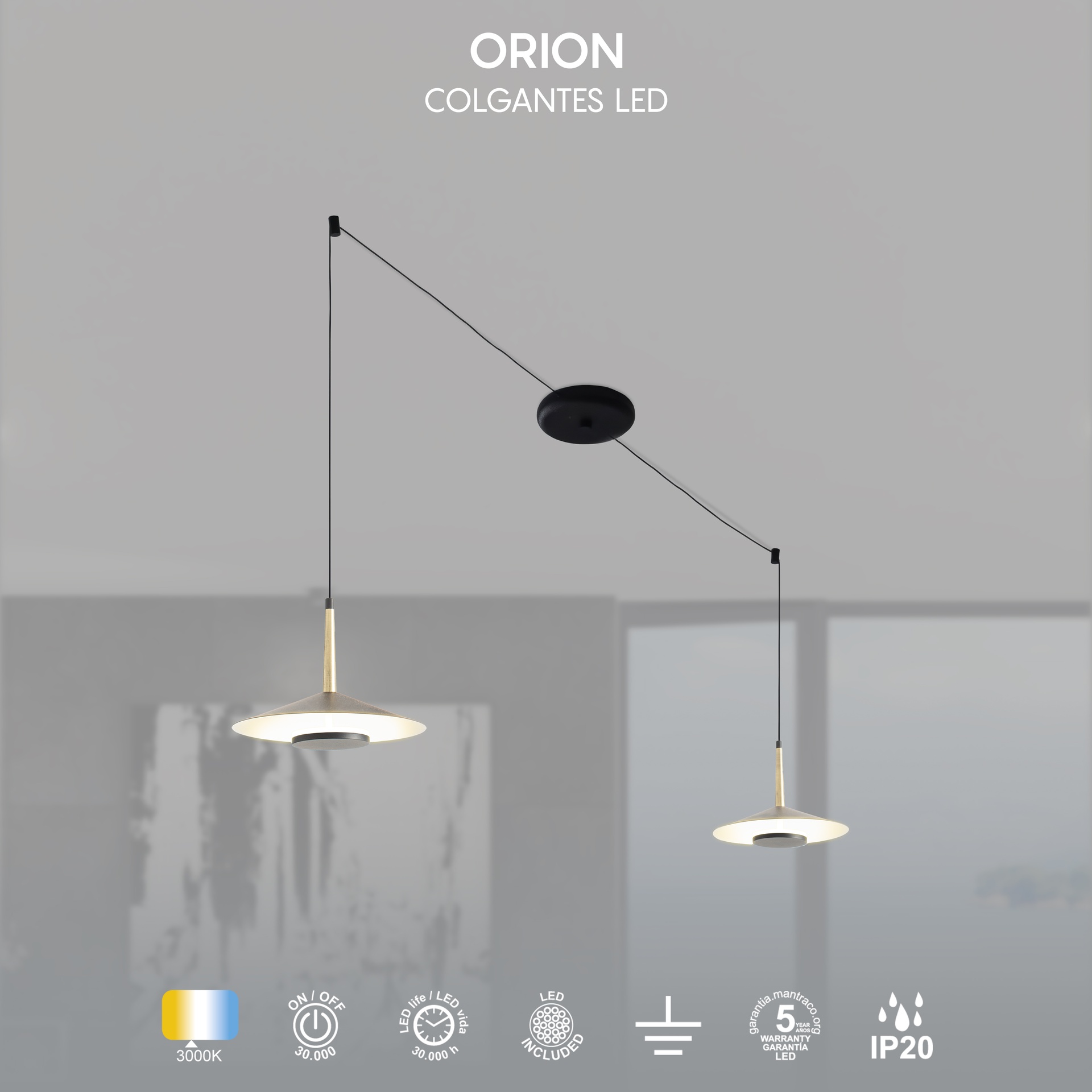 Orion · Luminarias de techo · Negro / Cuero