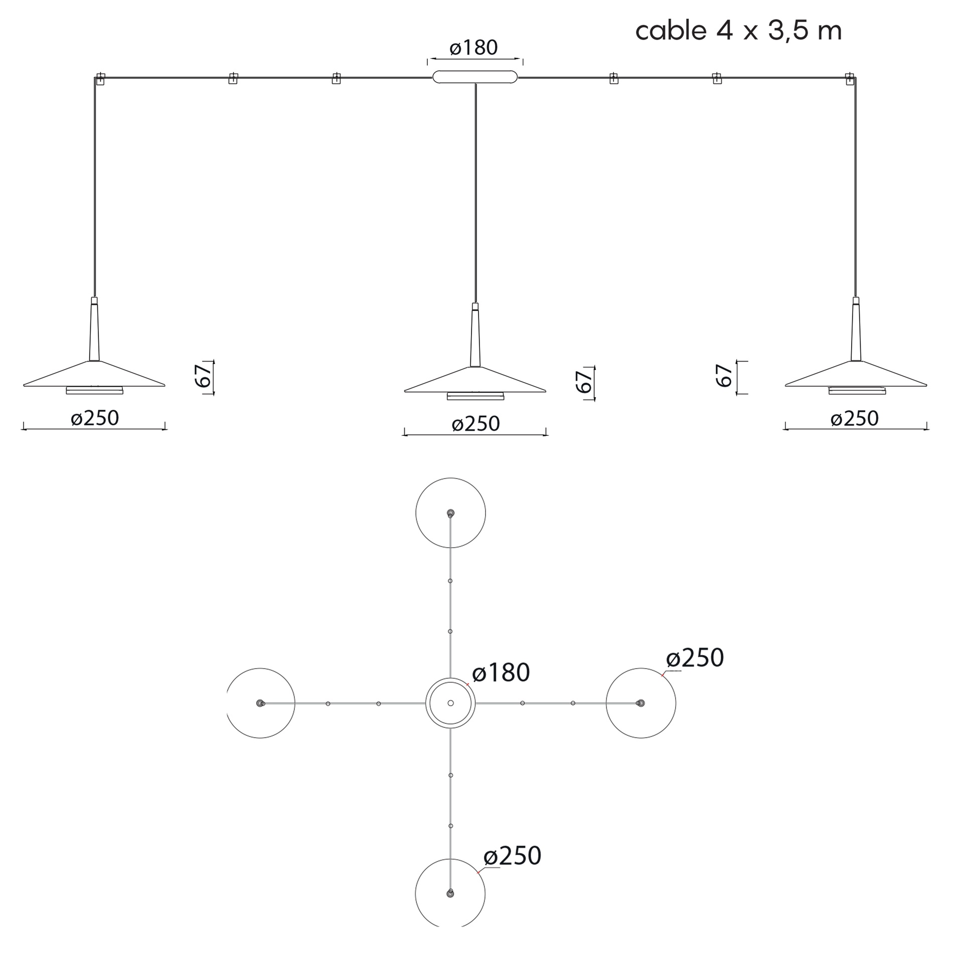 ORION * SOSPESO LED NERO/CUOIO  4L*8W 3000K