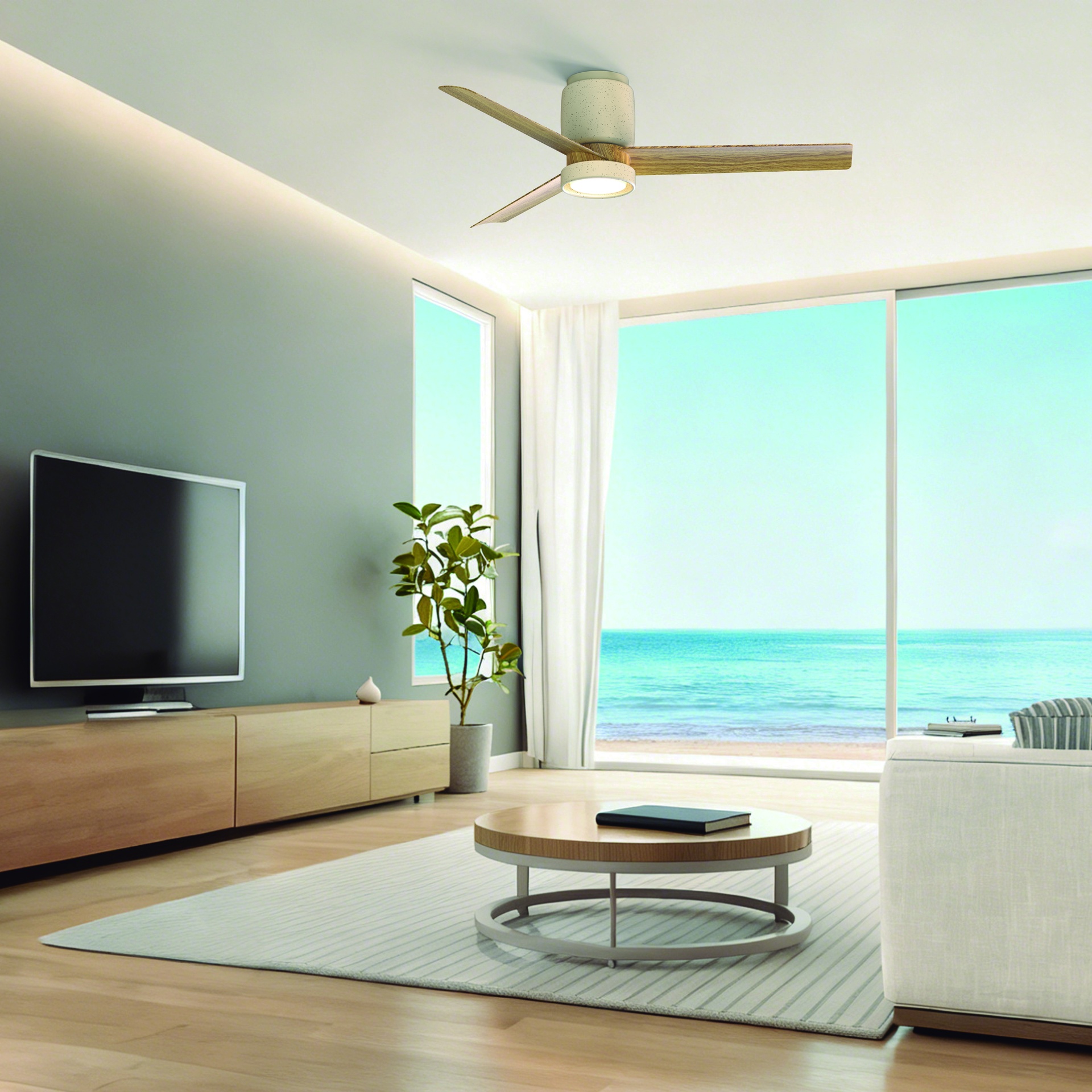 CERAMICA M * CEILING FAN  - White Ceramic+Wood
