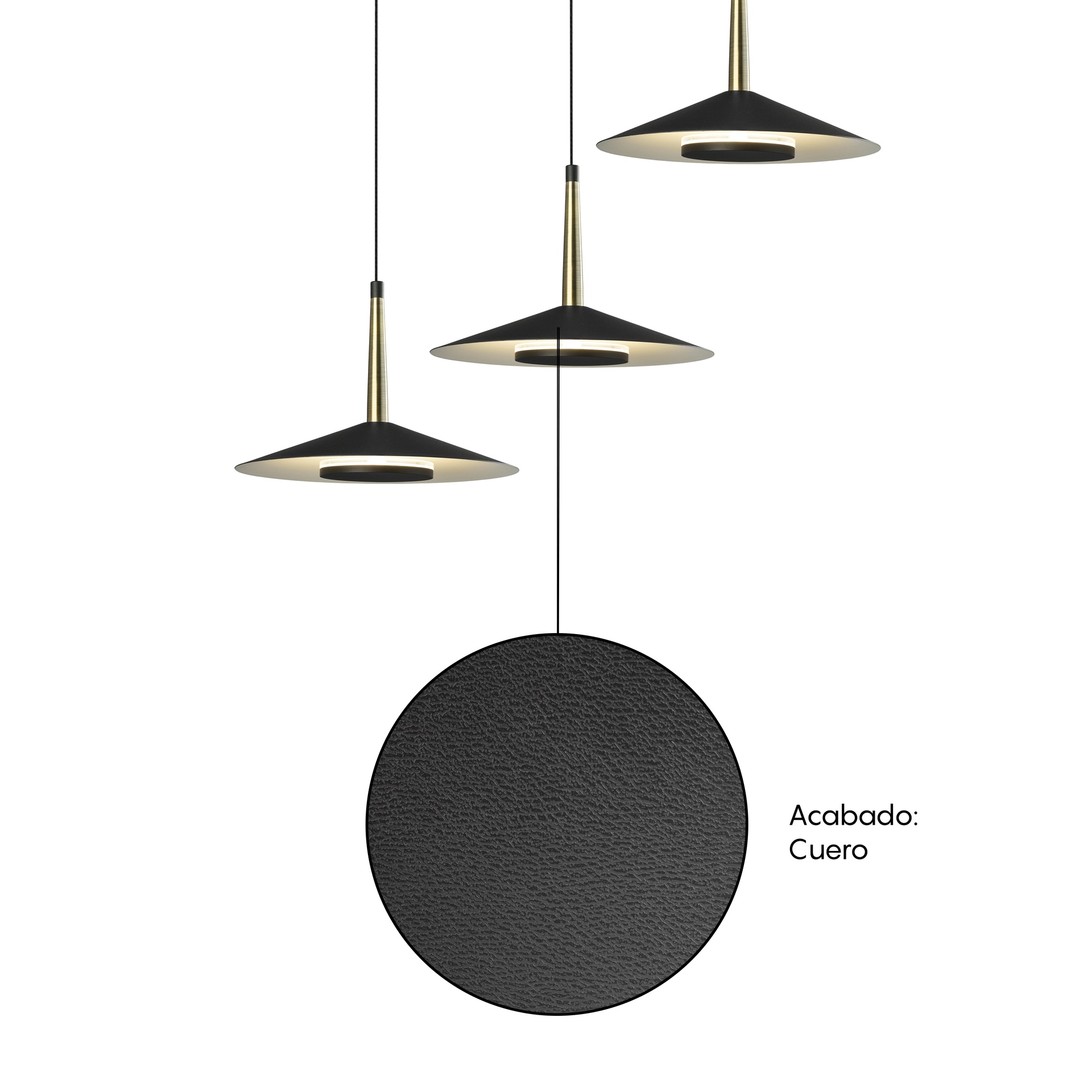 ORION * SOSPESO CIRCOLARE NERO/CUOIO  4L LED  32W  3000K