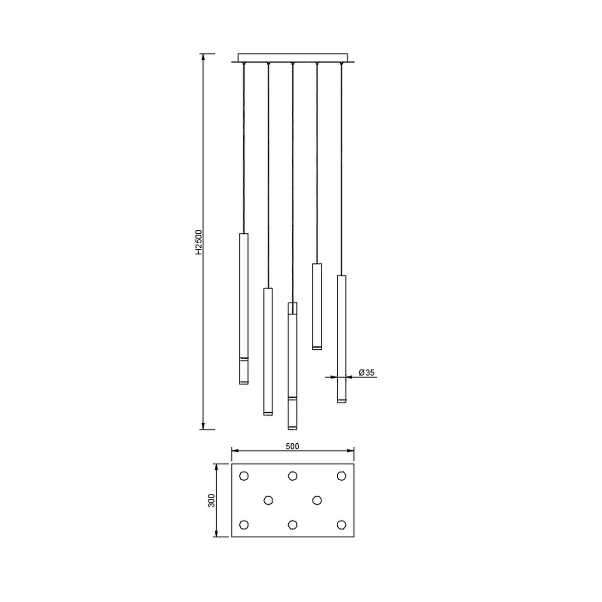 CALA * LAMPADA BASE QUADRADA 8L LED PENDENTI VARI