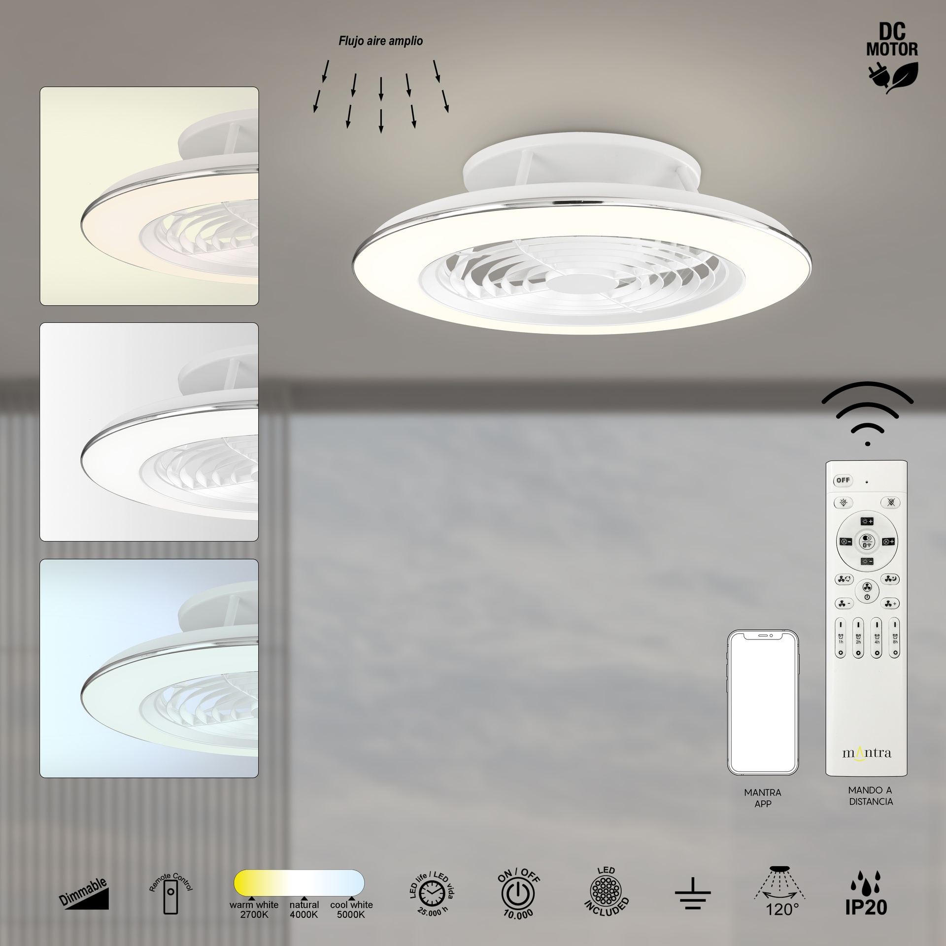 ***DES*** ALISIO * LED FAN CEILING WHITE WITH REMOTE CONTROL