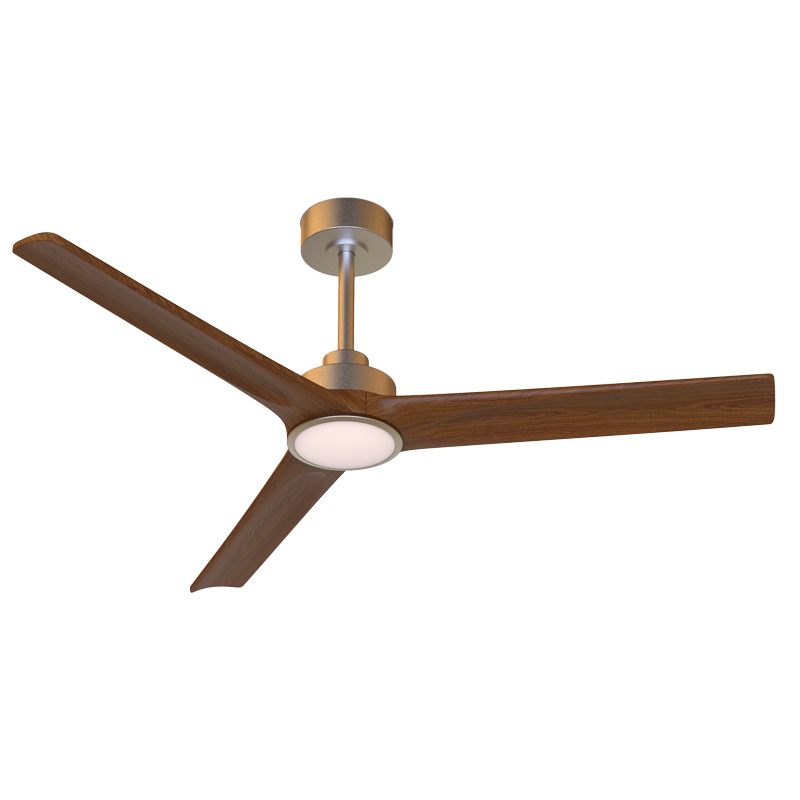 Woody · Ventilateur de plafond avec éclairage · NICKEL SATINÉ / NOYER