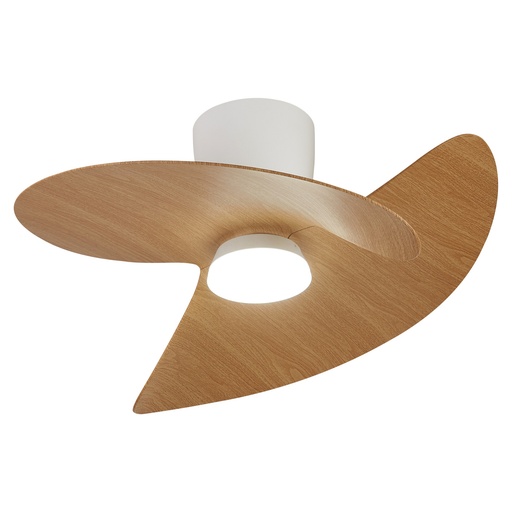 Ona · Ventilador de aspas con luz · Blanco / Madera