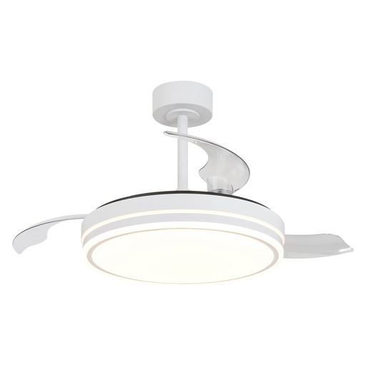 Luna M · Ventilador de aspas desplegables con luz · Blanco