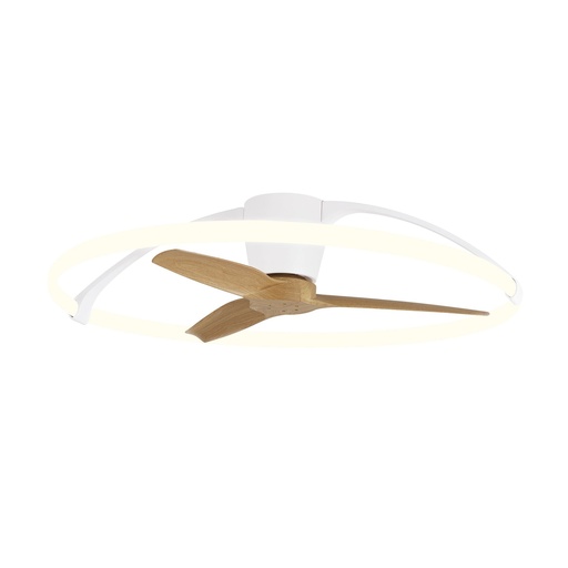 Nepal · Ventilador de aspas con luz · Blanco / Madera
