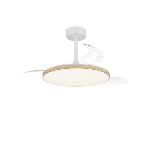 Slim Fan · Ventilateur de plafond à pales rétractables avec éclairage · Bois