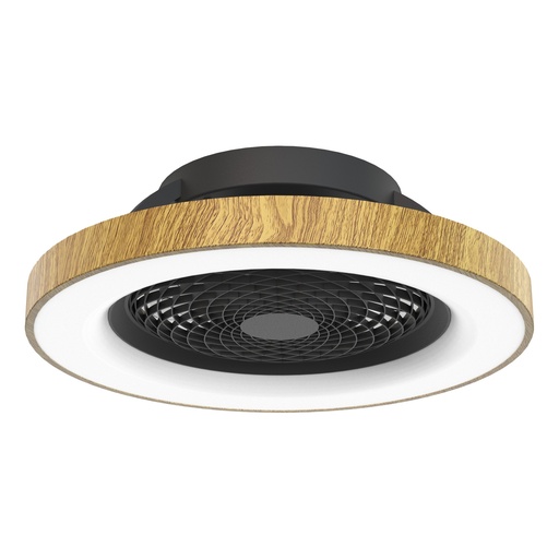 Tíbet · Plafón-ventilador de aspas ocultas con luz · Negra / Madera
