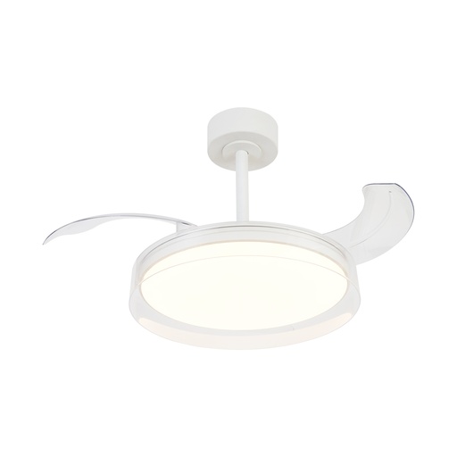 Glass Fan · Ventilador de aspas desplegables con luz · Blanco